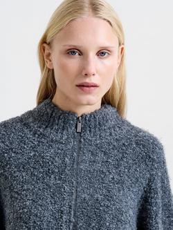French Connection Renee Boucle Half Zip Jumper, Charcoal Grey - view 2, Charcoal Grey