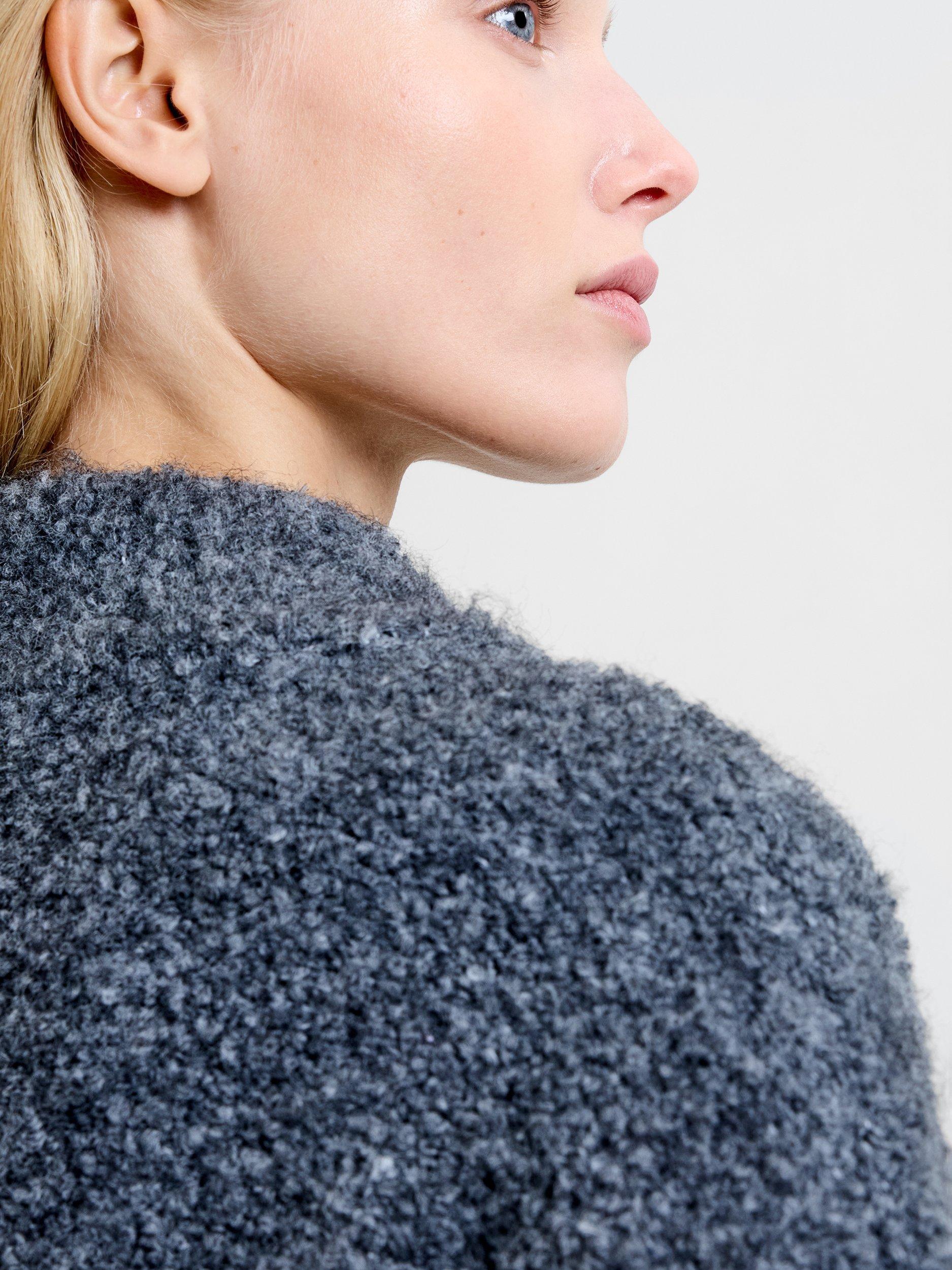 Product image 4 of 6, which shows French Connection Renee Boucle Half Zip Jumper, Charcoal Grey, XS