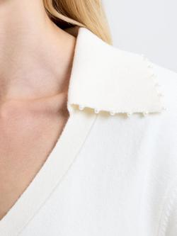 French Connection Sloane Faux Pearl Trim Jumper, Porcelain Cream - view 2, Porcelain Cream