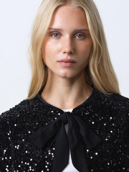 French Connection Monet Sequin Cardigan, Blackout - view 2, Blackout