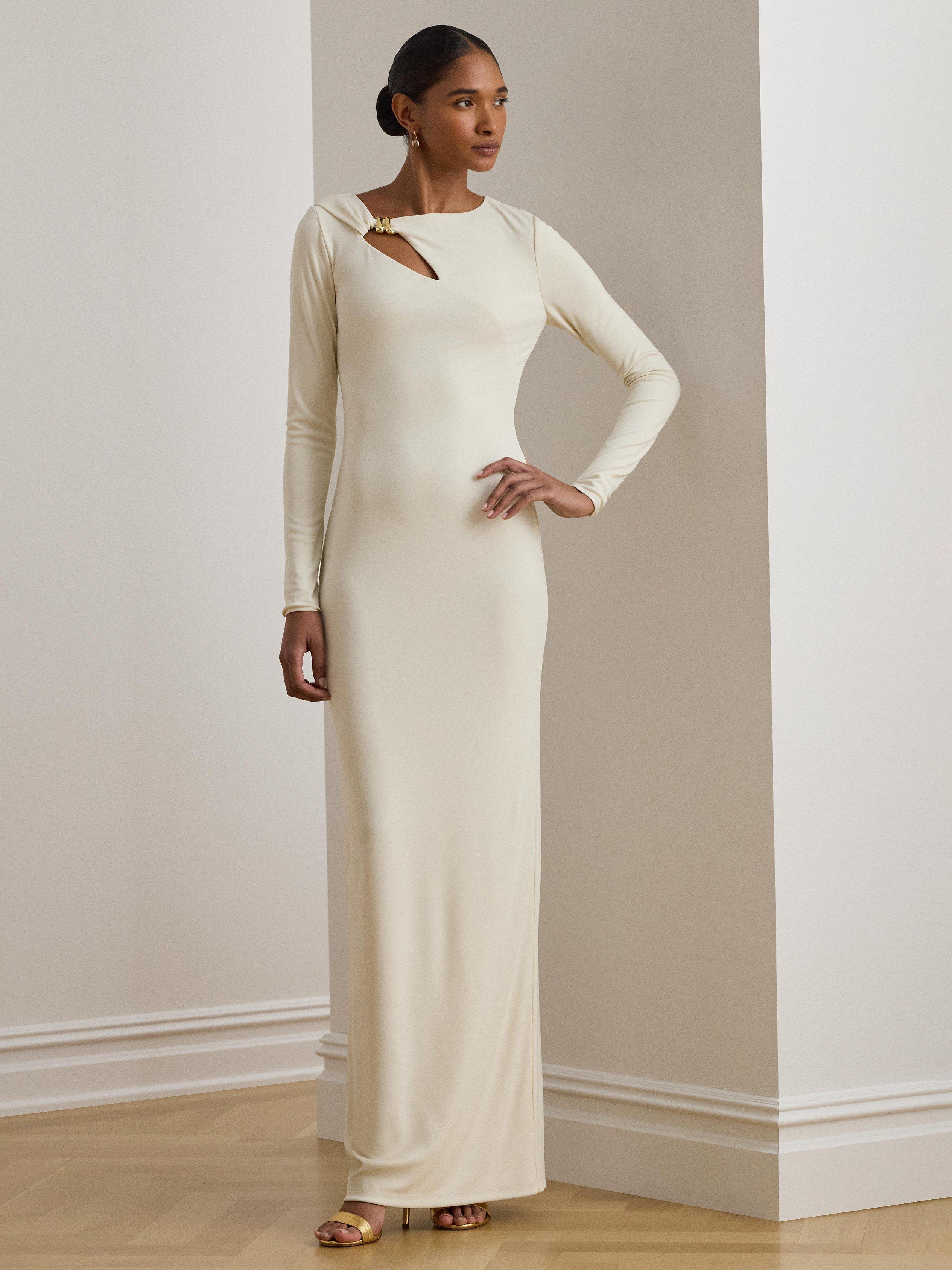 white christmas dresses Maha Maxi Dress in Cream Jersey