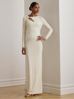 Lauren Ralph Lauren Burlince Cut Out Jersey Maxi Dress, Mascarpone Cream, Mascarpone Cream