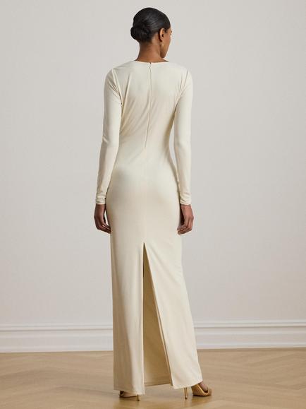 Lauren Ralph Lauren Burlince Cut Out Jersey Maxi Dress, Mascarpone Cream - view 2, Mascarpone Cream