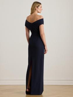 Lauren Ralph Lauren Irene Crepe Off Shoulder Dress, Lighthouse Navy - view 2, Lighthouse Navy