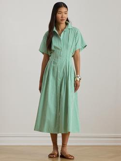 Lauren Ralph Lauren Rushanie Day Cotton Dress, Green/White