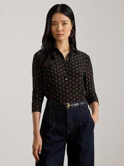 Lauren Ralph Lauren Daquane Slim Fit Geometric Stretch Jersey Shirt, Dark Navy, Dark Navy