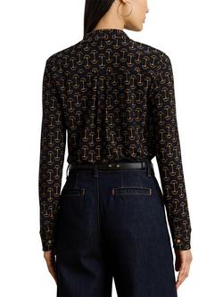 Lauren Ralph Lauren Daquane Slim Fit Geometric Stretch Jersey Shirt, Dark Navy - view 2, Dark Navy