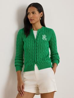 Lauren Ralph Lauren Ralhan Cotton Cable Knit Cardigan, Stem
