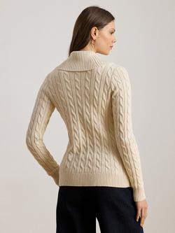 Lauren Ralph Lauren Taysir Cotton Ribbed Cuff Cardigan - view 2, Cream