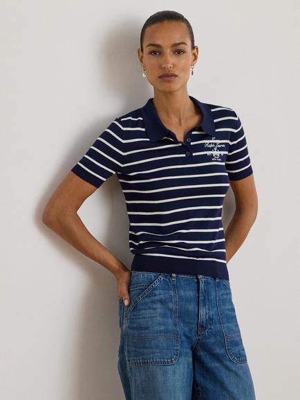 Lauren Ralph Lauren Natrissa Cotton Blend Pullover Sweater, Navy/White