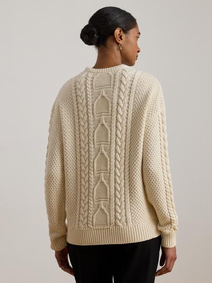 Lauren Ralph Lauren Rexden Crew Neck Cotton Pullover - view 2, Cream