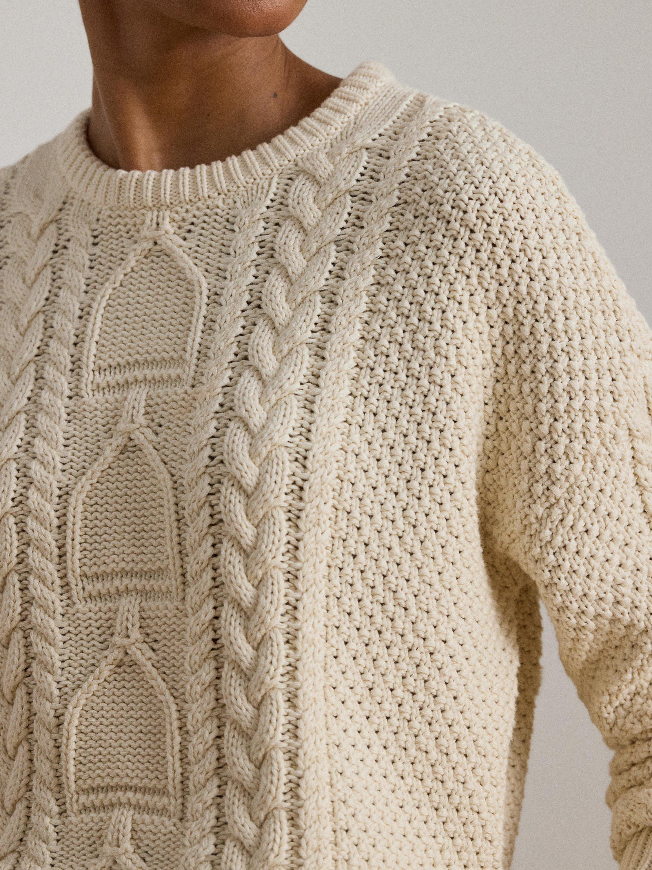 Product image 3 of 4, which shows Lauren Ralph Lauren Rexden Crew Neck Cotton Pullover, Cream, XS