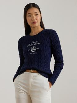 Lauren Ralph Lauren Rinett Ribbed Cable-Knit Textured Sweater, Navy