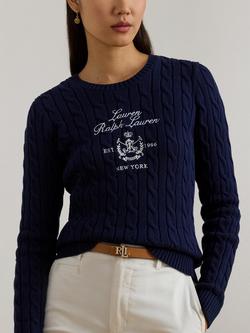 Lauren Ralph Lauren Rinett Ribbed Cable-Knit Textured Sweater - view 2, Navy