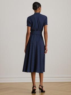 Lauren Ralph Lauren V-Neck Flared Midi Dress - view 2, Navy/White