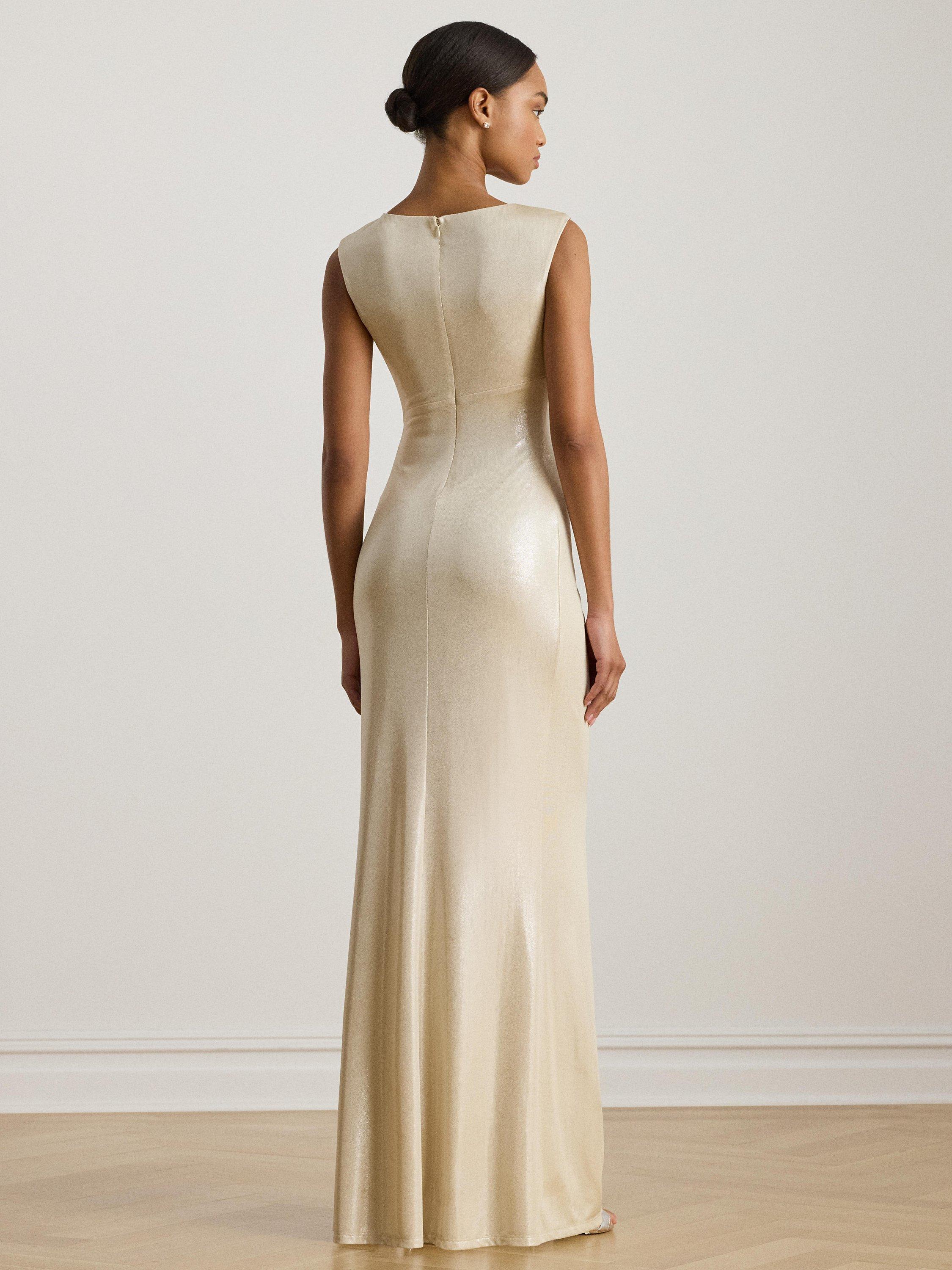 slim fit dress slacks LAUREN RALPH LAUREN Metallic Stretch Knit Cocktail Dress – DGFOutlet