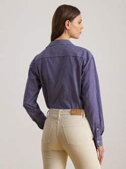 Lauren Ralph Lauren Kotta Relaxed Fit Stripe Broadcloth Shirt, Blue/White - view 2, Blue/White