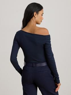 Ralph Lauren Akimey Cotton Blend Pullover Bardot Shirt - view 2, Lauren Navy