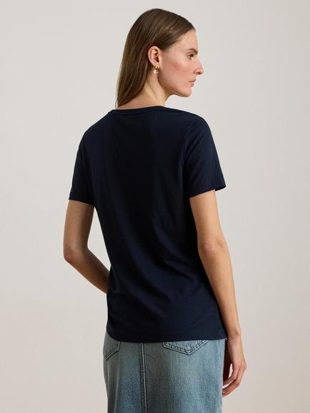 Ralph Lauren Katlin Round Neck Cotton Blend Loose T-Shirt - view 2, Lauren Navy