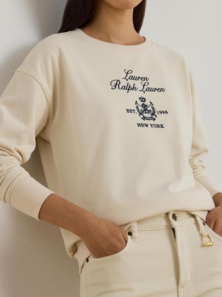 Ralph Lauren Crew Neck Cotton Blend Kappy Sweatshirt - view 2, Mascarpone Cream