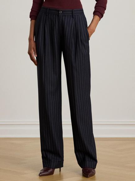 Ralph Lauren High Rise Ivelisse Flat Front Tailored Pants, Navy