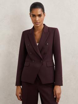 Reiss Petite Gabi Double Breasted Blazer, Berry, Berry