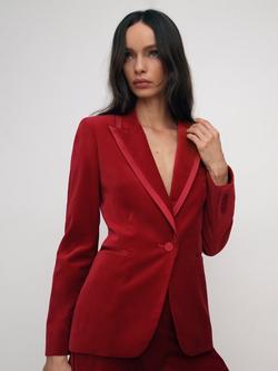 Reiss Petite Elia Velvet Jacket, Red, Red