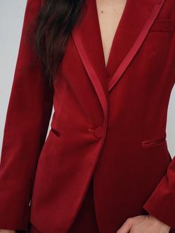 Reiss Petite Elia Velvet Jacket, Red - view 2, Red