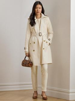 Lauren Ralph Lauren Double Breasted Trench Coat, Cream, Cream