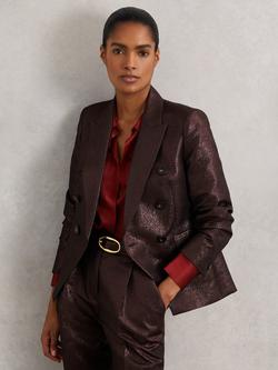 Reiss Petite Sienna Metallic Blazer, Burgundy