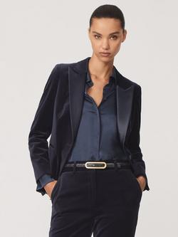 Reiss Verda Velvet Jacket, Navy, Navy