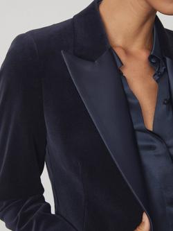 Reiss Petite Verda Velvet Jacket, Navy - view 2, Navy