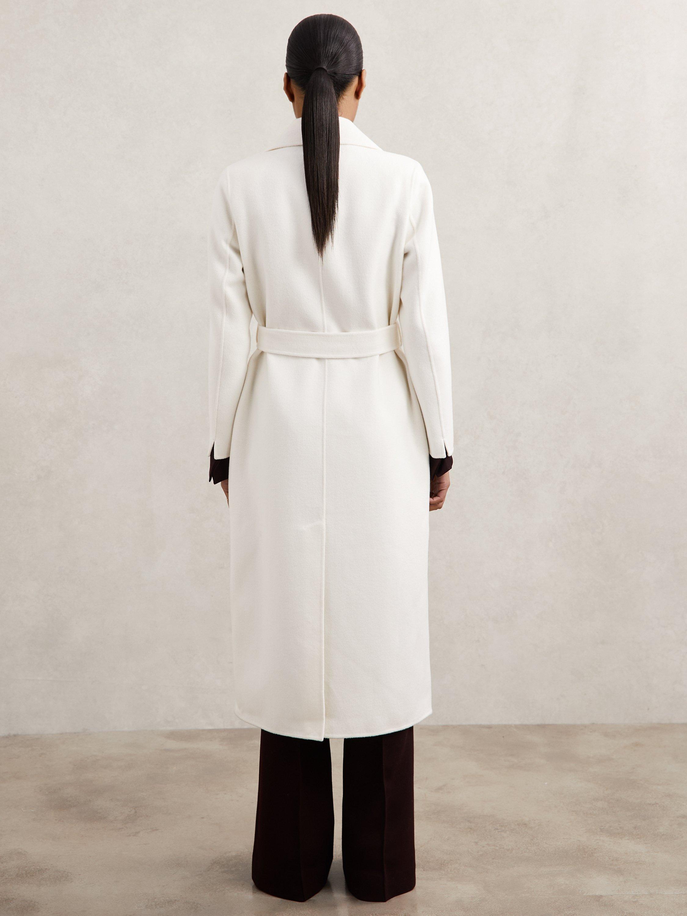 Product image 2 of 5, which shows Reiss Petite Dora Belted Wool Rich Coat, Cream, 6Pt