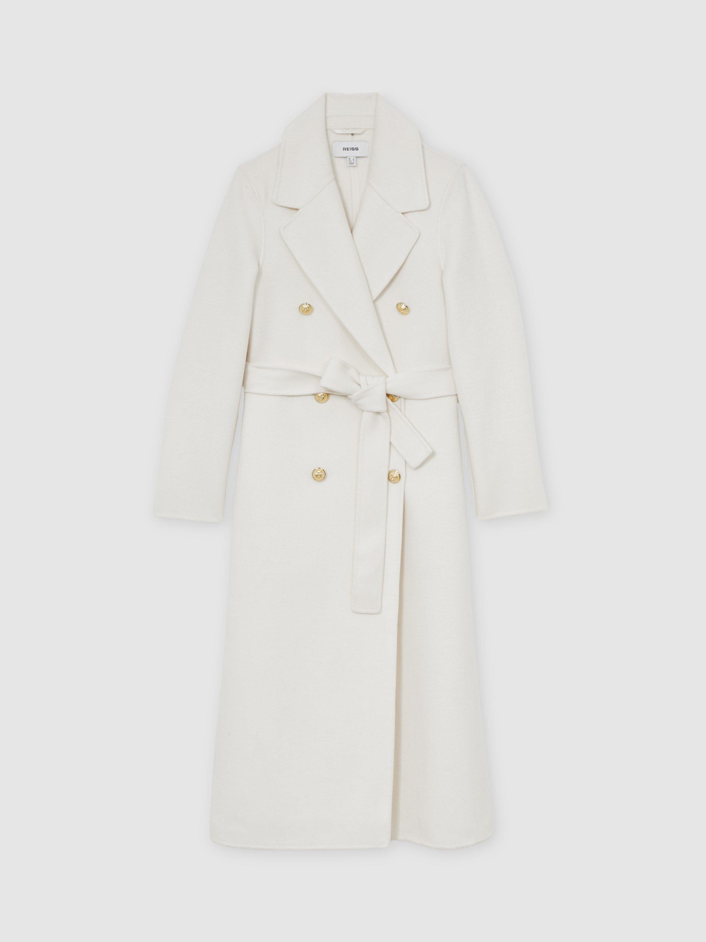 Product image 3 of 5, which shows Reiss Petite Dora Belted Wool Rich Coat, Cream, 6Pt
