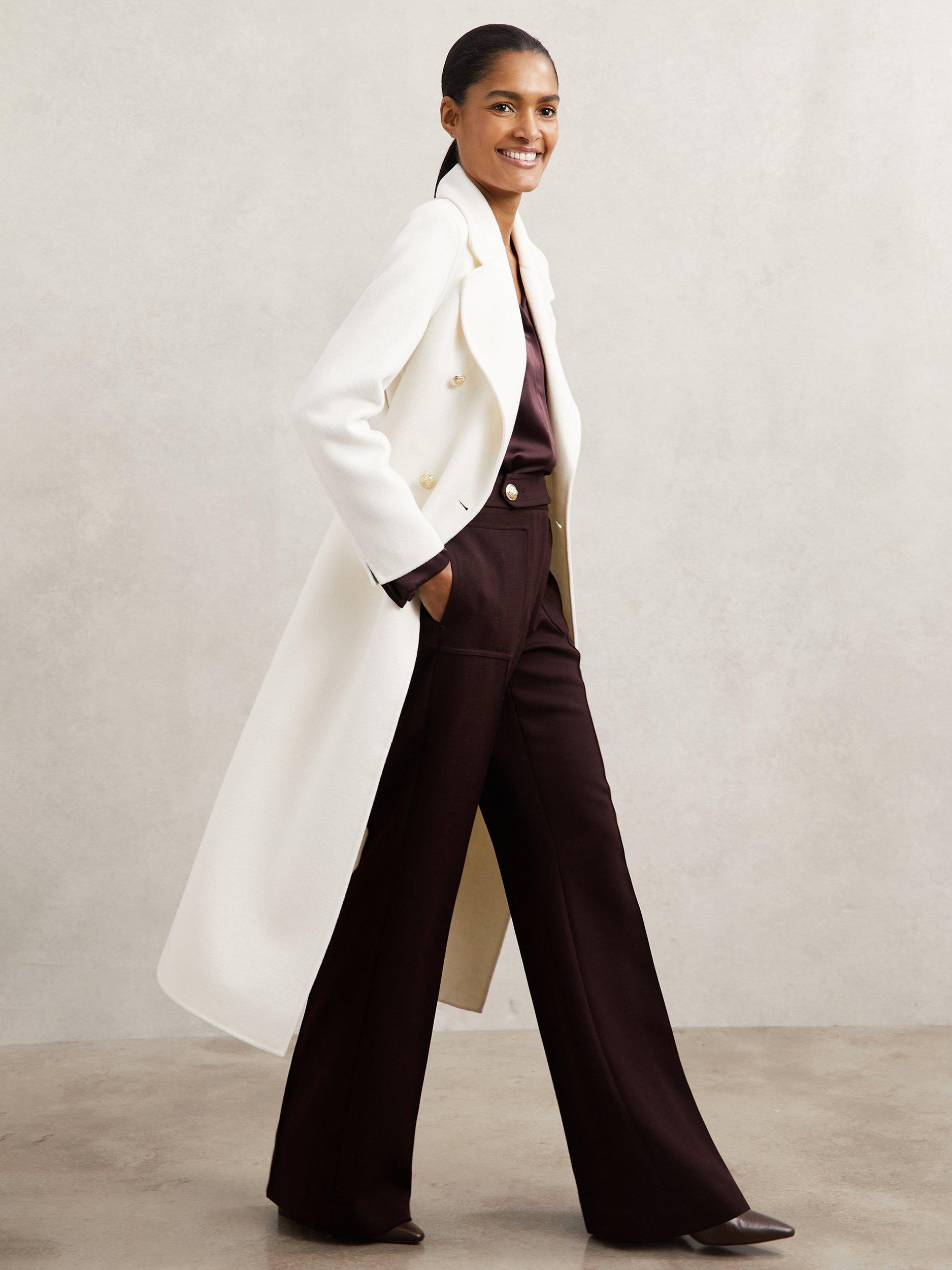 Product image 5 of 5, which shows Reiss Petite Dora Belted Wool Rich Coat, Cream, 6Pt