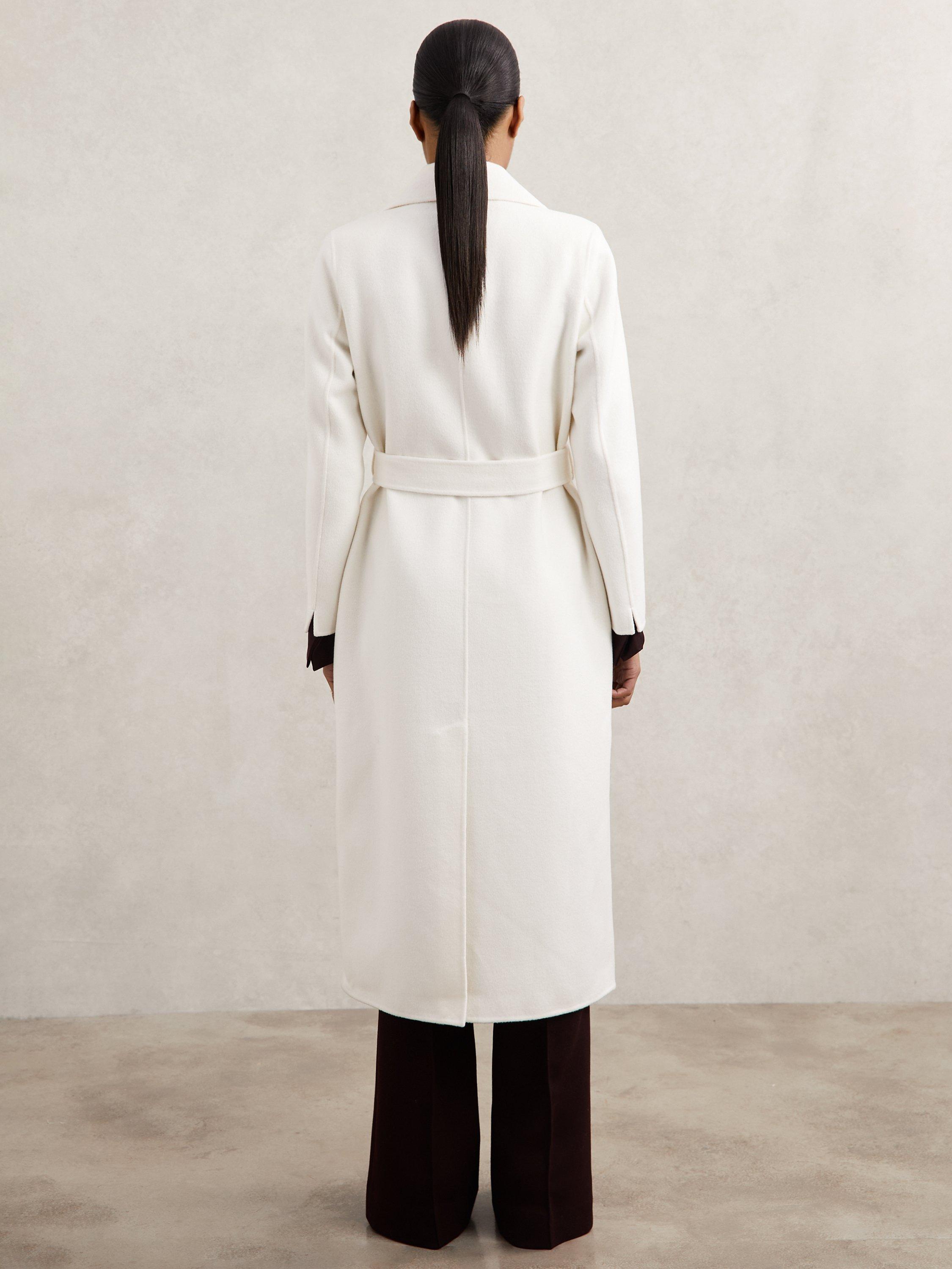 Product image 2 of 5, which shows Reiss Dora Double Breasted Wool Rich Coat, Cream, 16