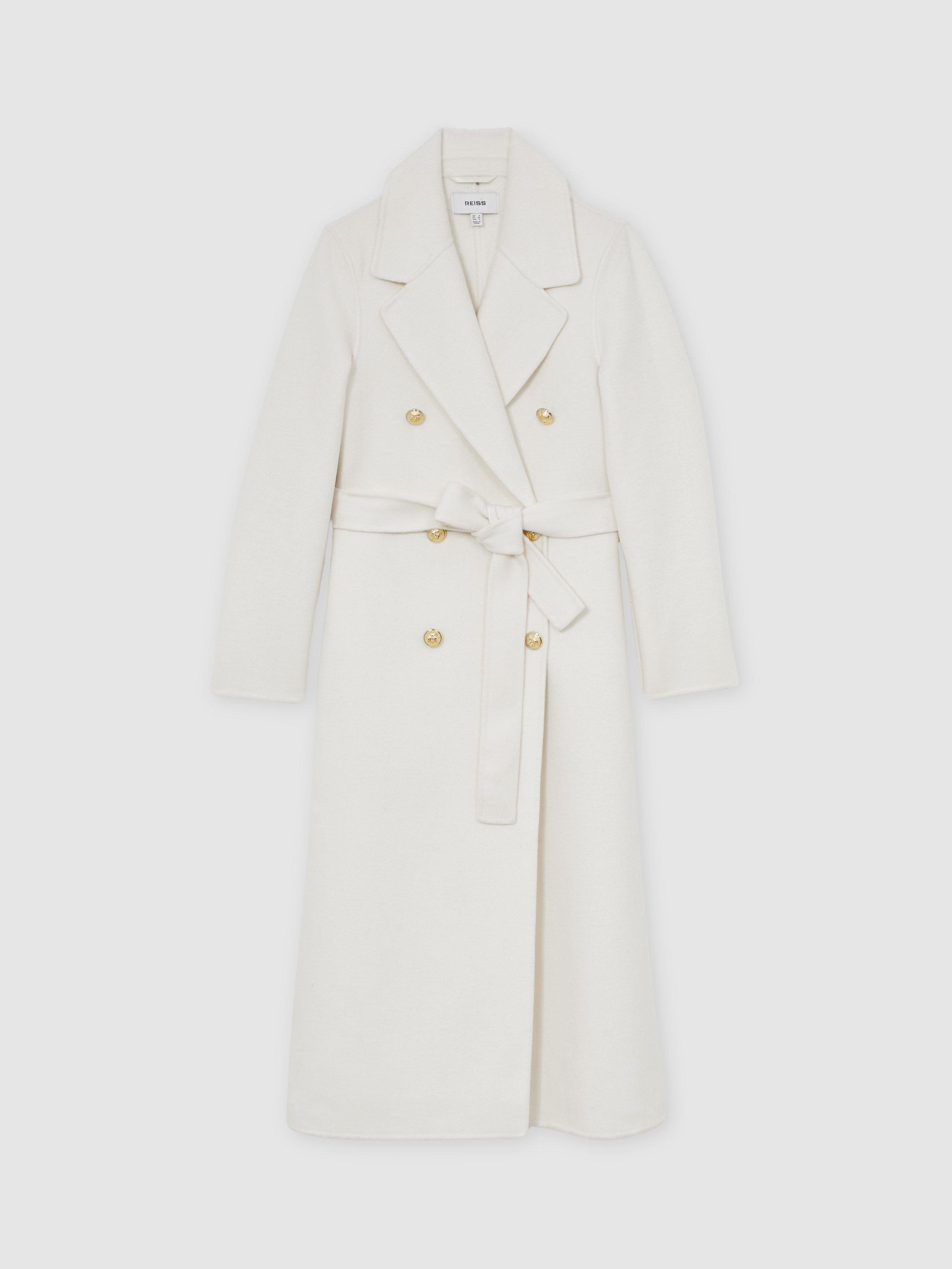 Product image 3 of 5, which shows Reiss Dora Double Breasted Wool Rich Coat, Cream, 16