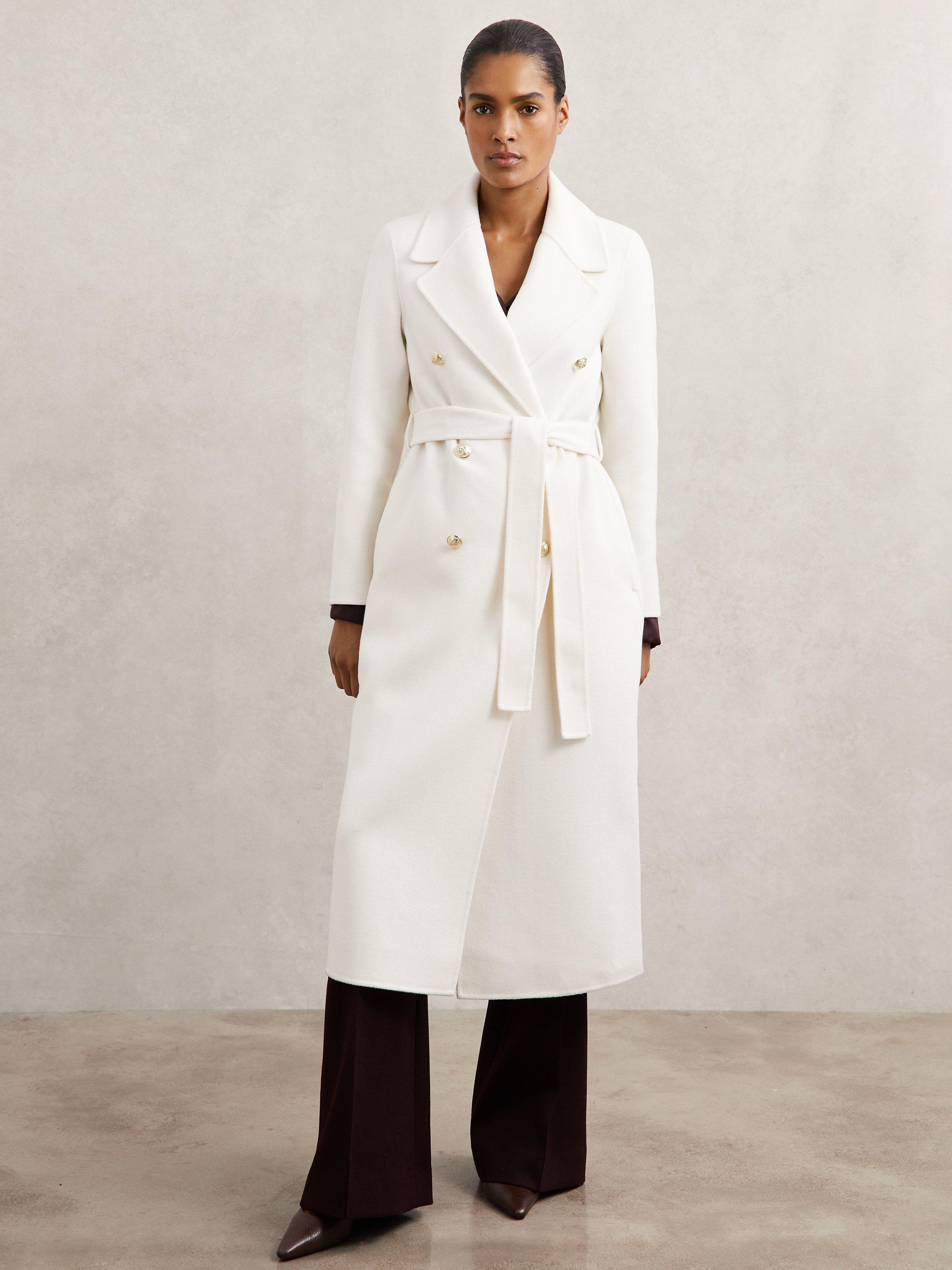 Product image 5 of 5, which shows Reiss Dora Double Breasted Wool Rich Coat, Cream, 16