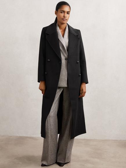Reiss Dorian Wool Blend Longline Overcoat - view 2, Black