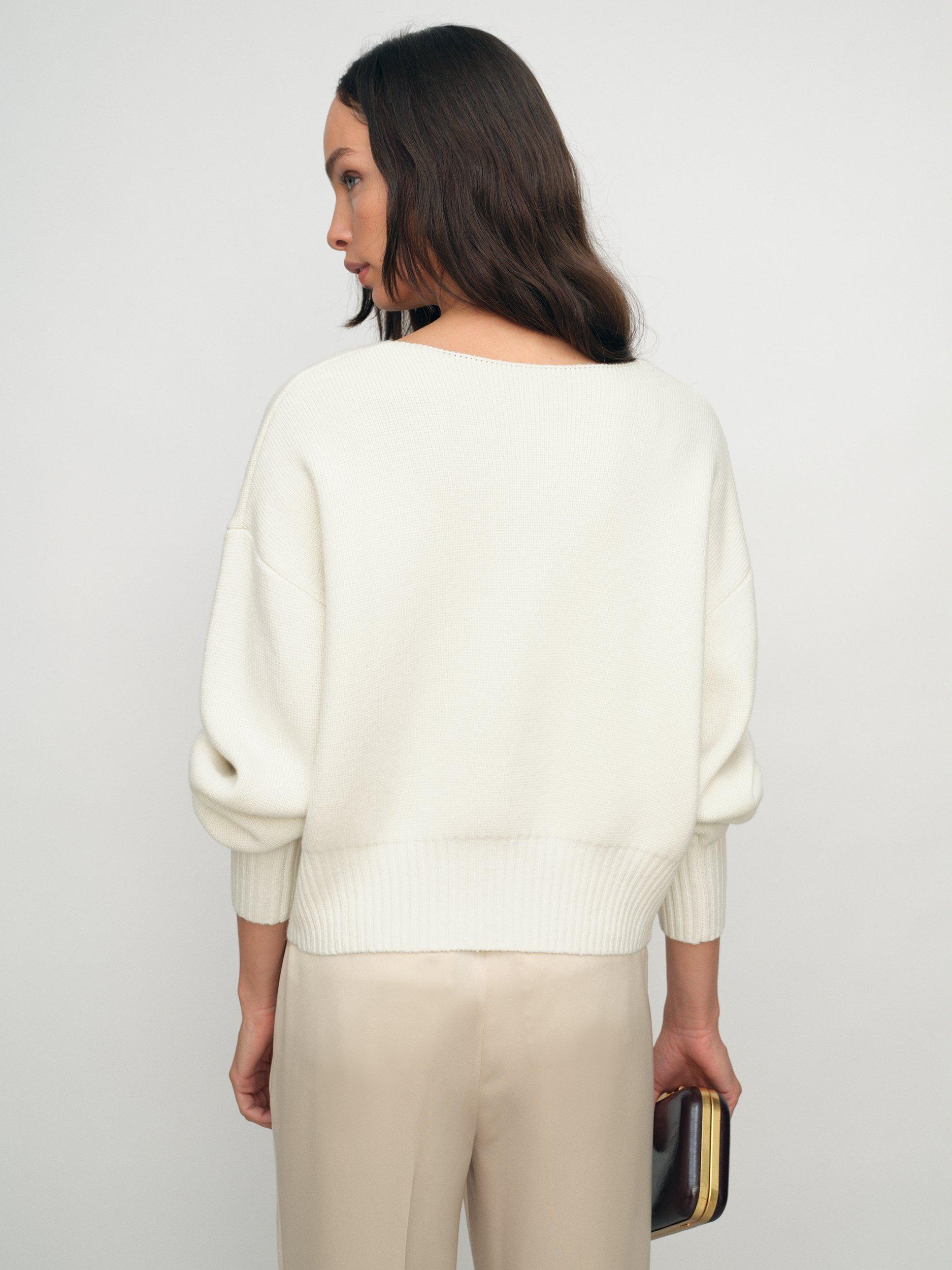 Product image 2 of 5, which shows Reiss Beau Wool Blend Cardigan, Cream, S