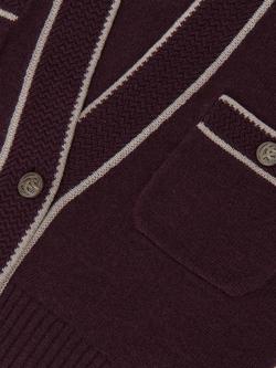 Reiss Eloise Wool Rich Cardigan - view 2, Burgundy/Neutral