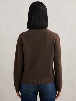 Reiss Olive Wool Cashmere Blend Cardigan, Chocolate Brown - view 2, Chocolate Brown