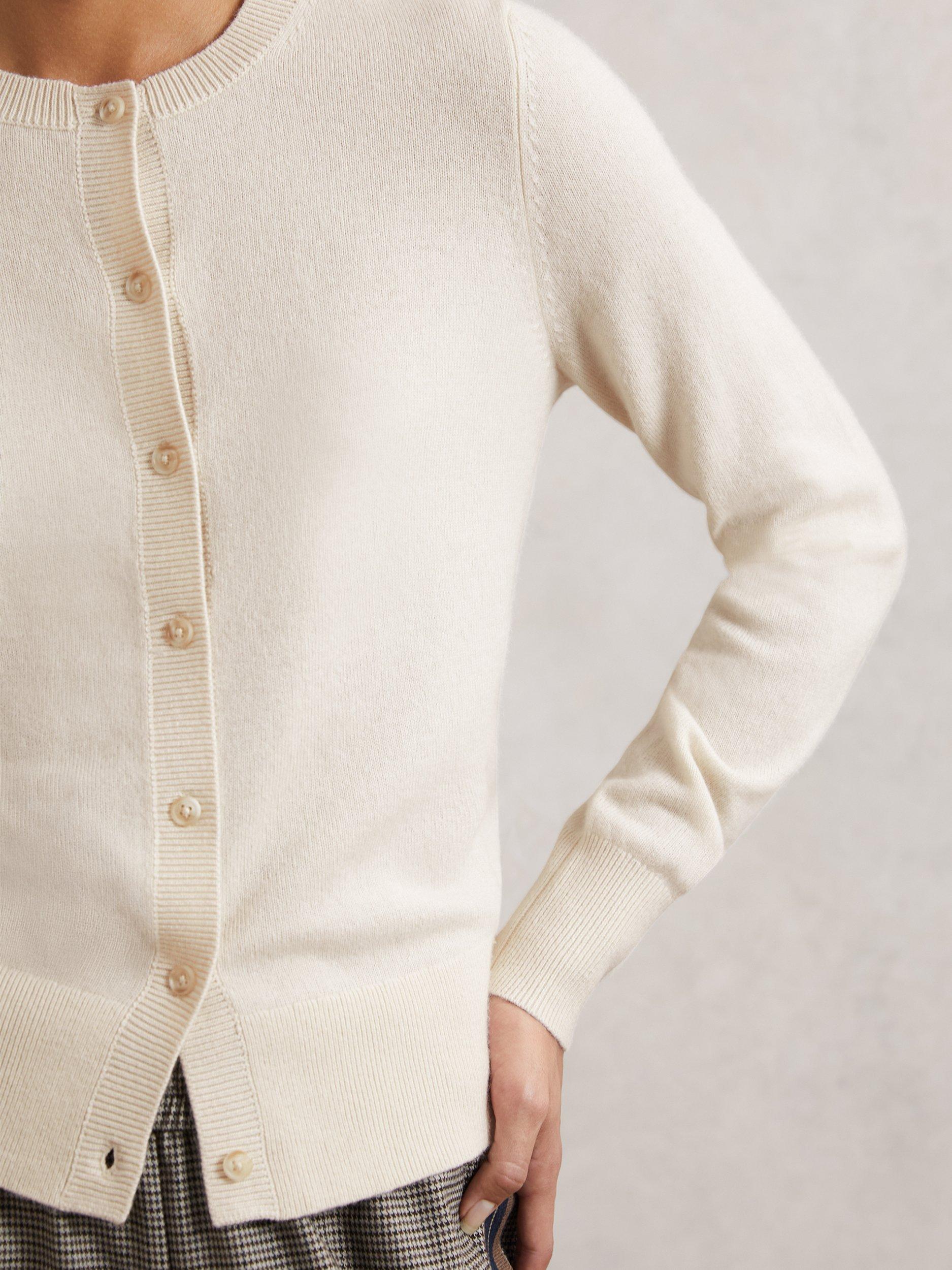 Product image 4 of 5, which shows Reiss Rima Wool Blend Cardigan, Cream, XS
