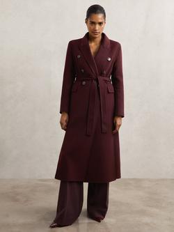 Reiss Petite Brogan Wool Rich Coat, Burgundy, Burgundy