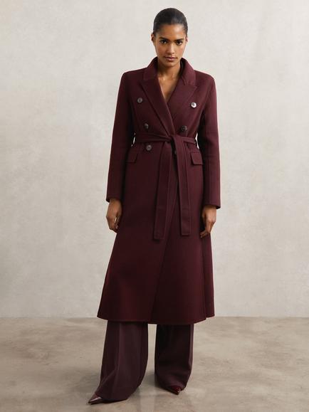 Reiss Petite Brogan Wool Rich Coat, Burgundy, Burgundy