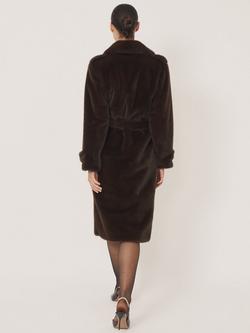 Reiss Cate Faux Fur Coat, Chocolate Brown - view 2, Chocolate Brown