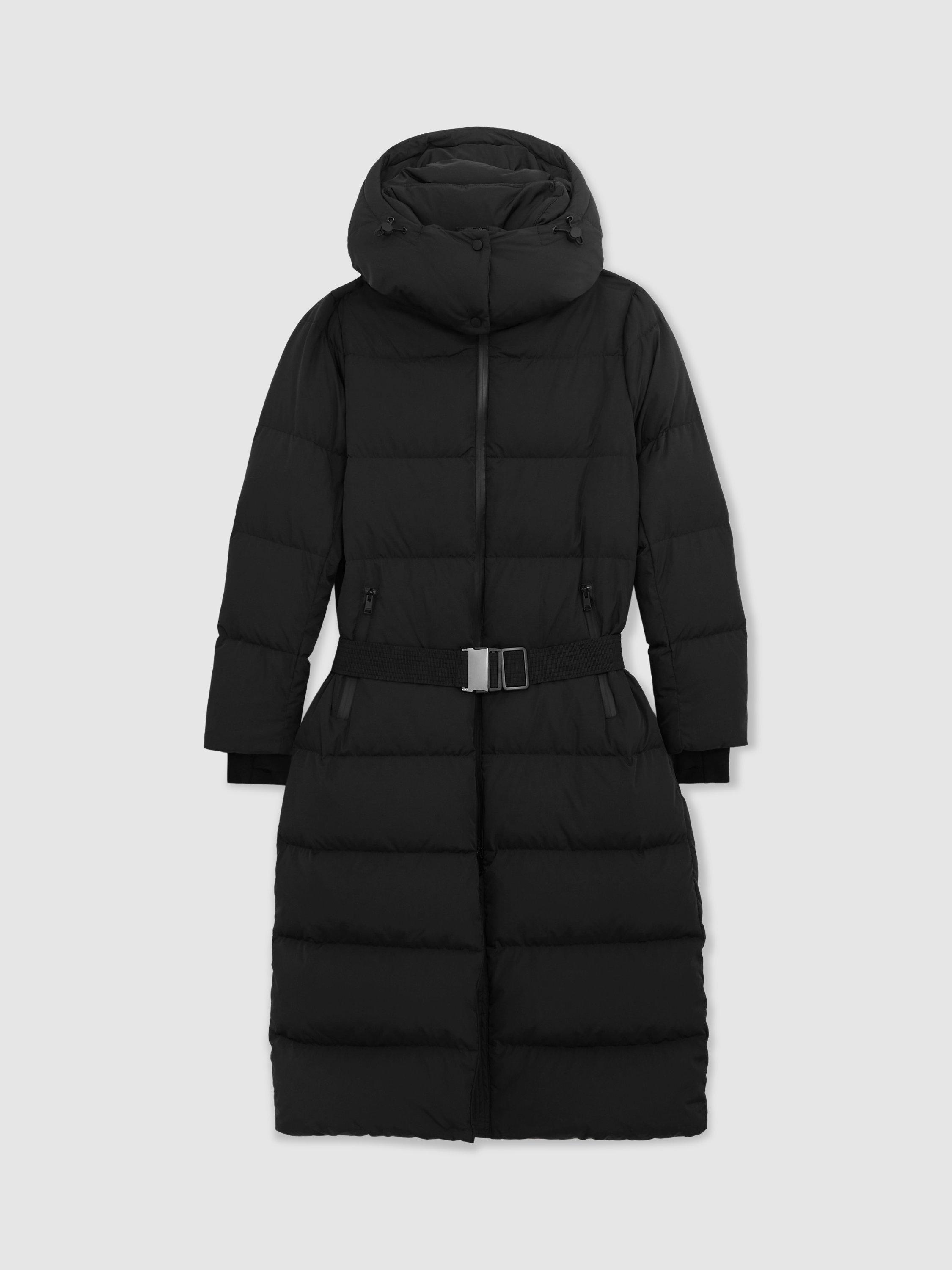 Product image 3 of 5, which shows Reiss Colette Longline Puffer Coat, Black, XS