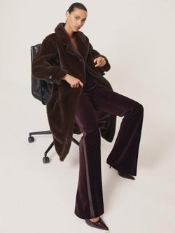 Reiss Petite Cate Longline Faux Fur Coat, Chocolate Brown, Chocolate Brown