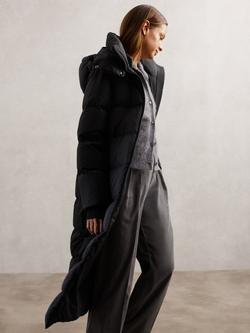 Reiss Petite Colette Longline Puffer Coat, Black