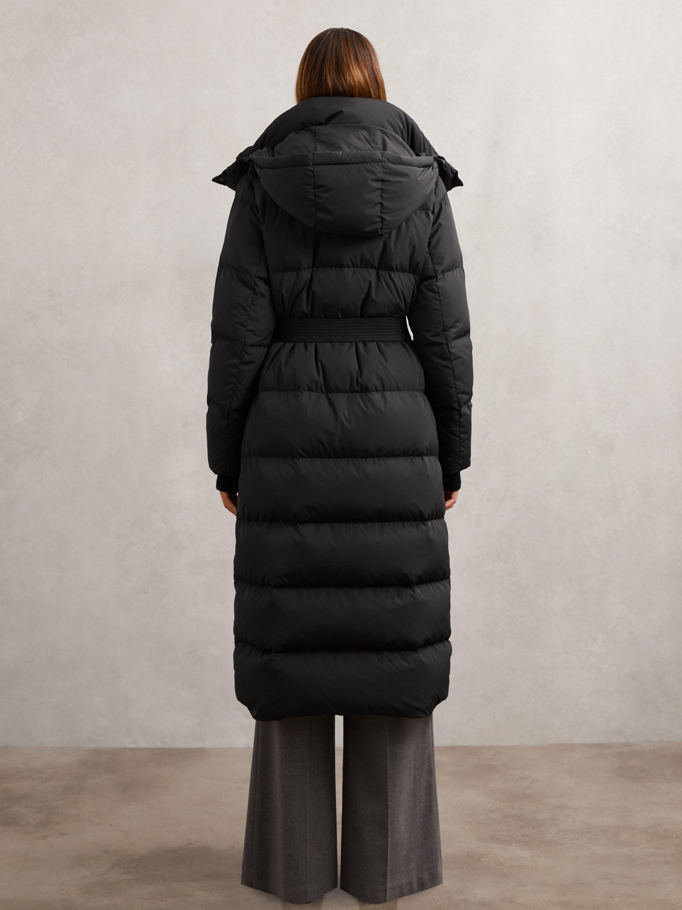 Product image 2 of 5, which shows Reiss Petite Colette Longline Puffer Coat, Black, XS